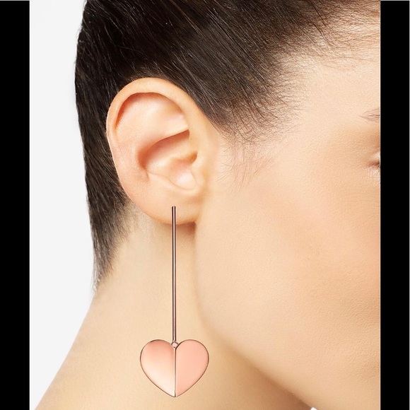NWT Kate Spade Rose-Gold Heart Drop Earings - Picture 2 of 7